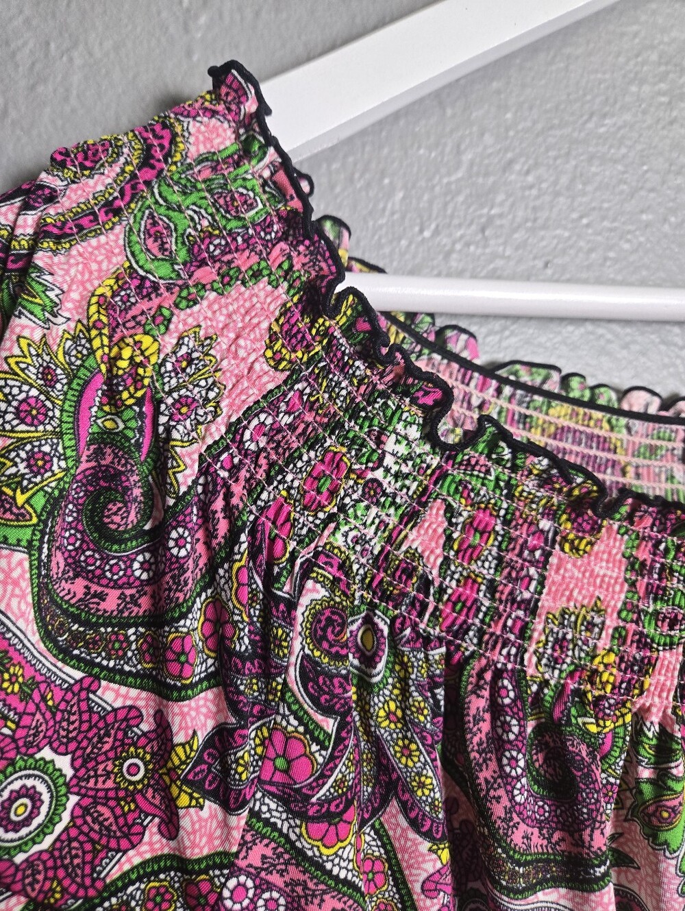 INC International Concepts Off The Shoulder Paisley Boho Top Size Large - Picture 3 of 12